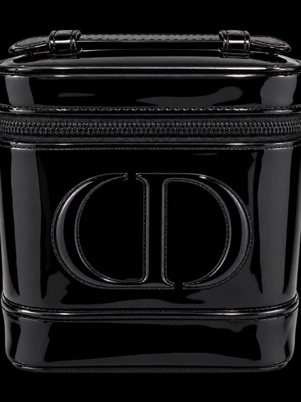 Dior Black Patent Trousse Cosmetic Makeup Pouch w/ Box